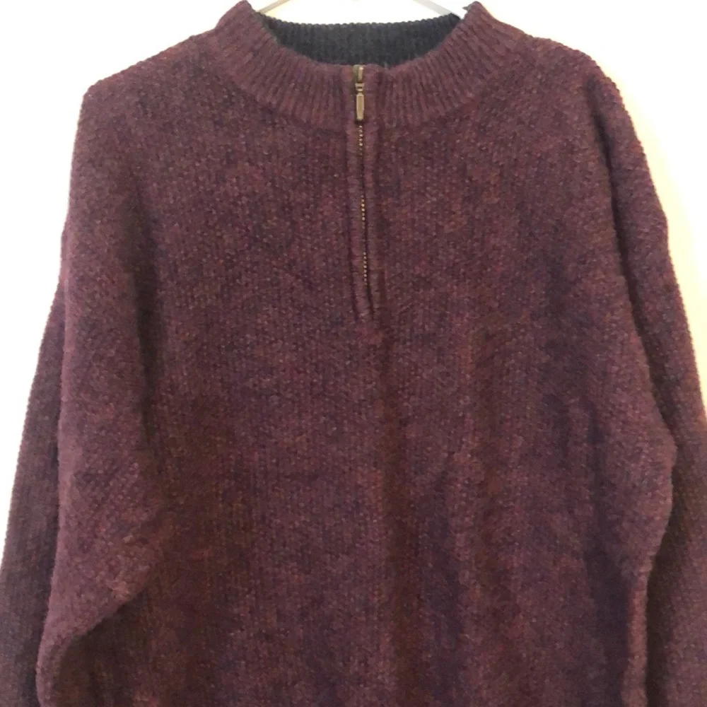 Men’s Woolrich Burgundy 1/4 Zip Wool Heavy Rugged Outdoors Sweater size M - Picture 5 of 10